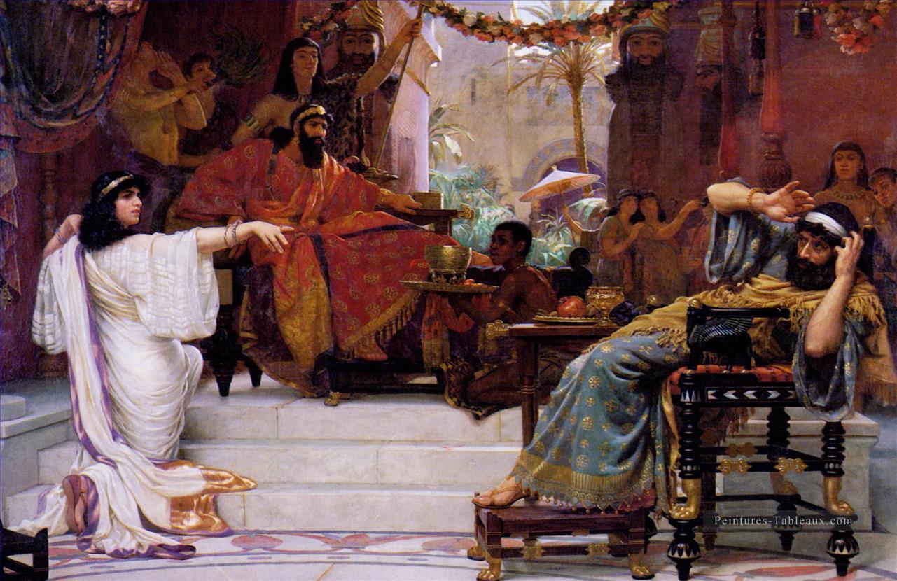 Esther denouncing Haman Ernest Normand victorien Peintures à l'huile